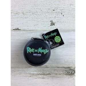 NEW Rick and Morty Cartoon Corded Headphones with Round Zip Case Sci-Fi Comedy